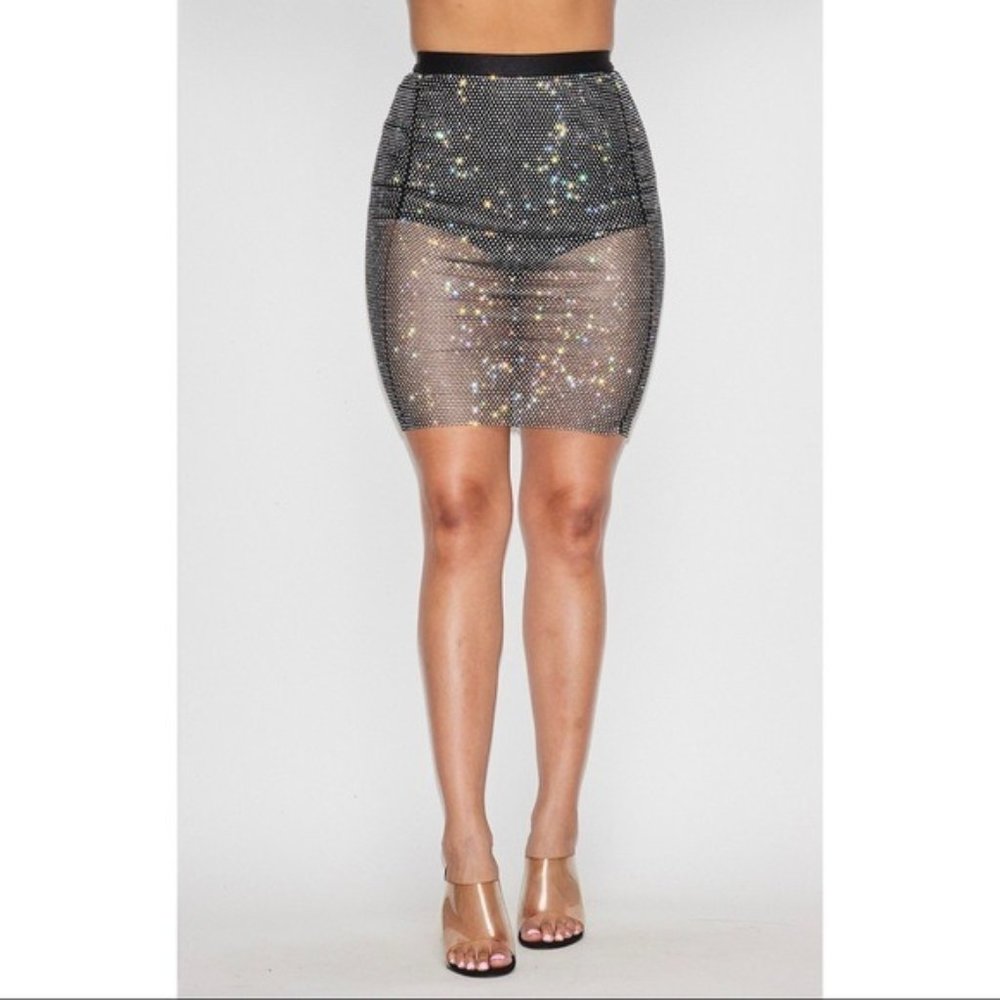 Diamond Bling Sheer Skirt - Size S/M - Bodycon Style - NWOT